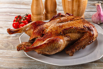 Baked with spices whole duck