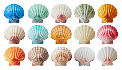 Geometric seashells in vibrant colors