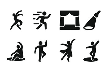 Contemporary Dance Icons. Contemporary Dance. Filled icon set of Contemporary Dance: fluid dancer, motion