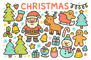 Fototapeta premium Playful Christmas Doodles. 