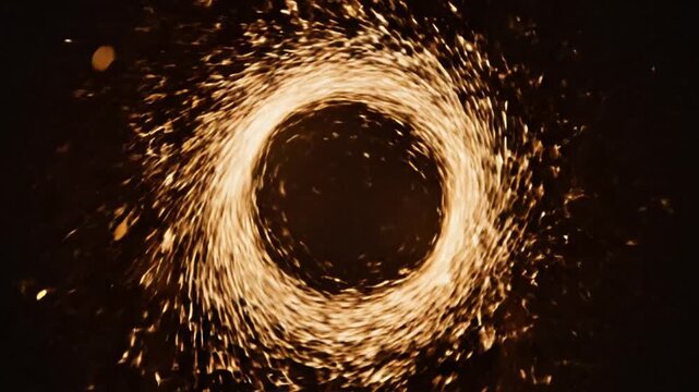 Magical swirling portal of bright sparks and light, creating a circular vortex with glowing embers, evoking wonder and enchantment