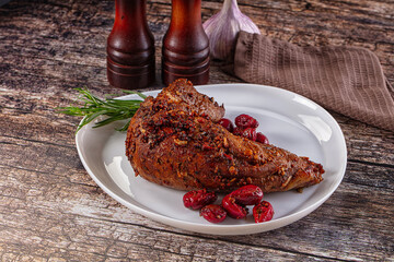 Baked pork sirloin with cornus