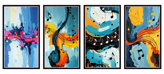 Fototapeta premium Musical theme. Oil painting. Pattern for printing on wall decorations.