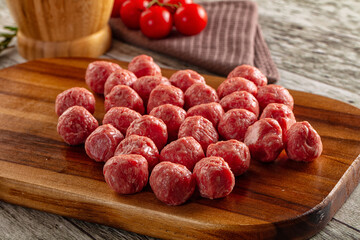 Raw beegf meatball for cooking