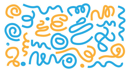 Obraz premium Handmade Squiggle Line Artwork with Colorful Abstract Forms Squiggle abstract line and shapes