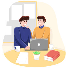 Two Young Professionals Collaborate About the Business They Are Working On