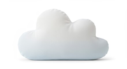 Soft, plump decorative cushion shaped like a cumuliform cloud rests on a white surface