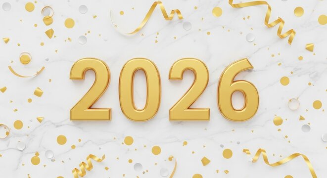 Glow of the year 2026 illuminates a rainy city street through a water streaked windshield