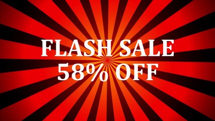 Flash Sale 58 Percent Off White Text On Red Sunburst Background discount offer
