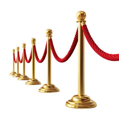 Red Velvet Rope Stanchions Corner Setup with Golden Posts