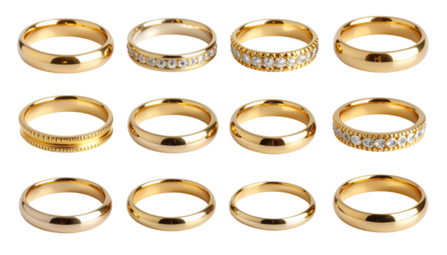 Elegant golden wedding rings, a symbol of love and marriage, isolated on white background perfect fashion gift - Powered by Adobe