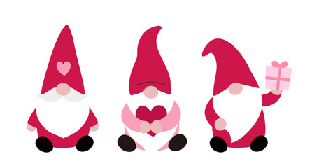 Valentine's Day gnomes flat vector illustration set.
Funny gnomes celebrate Valentine's Day cartoon.
Cute bearded elves clipart.