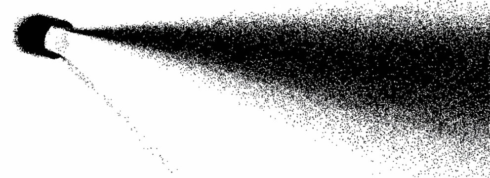 Vecteur abstrait de particules noires sur fond blanc, effet de mouvement dynamique