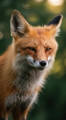 Obraz premium Close up portrait captures the intense gaze of a wild canine in natural light