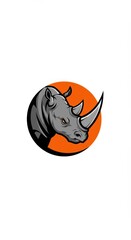Fototapeta premium Stylized illustration of a rhinoceros head in profile set against a circular background