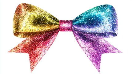 Glittery Rainbow Bow for Celebration and Decor