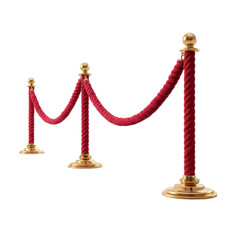 Two Golden Stanchions with Red Rope Barrier Left Side