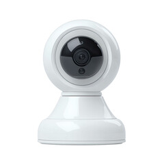White security camera with round head on a pedestal