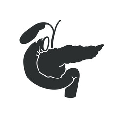 Pancreas organ logo flat design, pancreas icon, simple hand drawn organ vector illustration, flat design element. Illustration design for, logo, symbol, icon, and emblem.