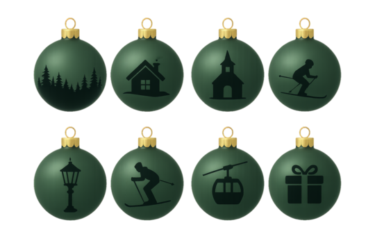Unique holiday ornaments featuring skiing and winter themes for festive decorations this season