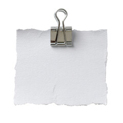White Paper Note with Metal Binder Clip on Top
