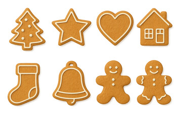 Decorated gingerbread cookies in festive shapes for holiday celebrations and gatherings