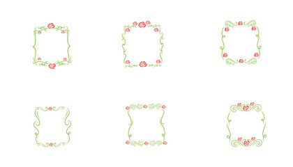 collection of rose swirl frames on a white background