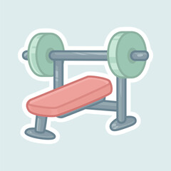 Flat Pastel Bench Press Icon Illustration for Fitness Gym Equipment and Strength Training Design