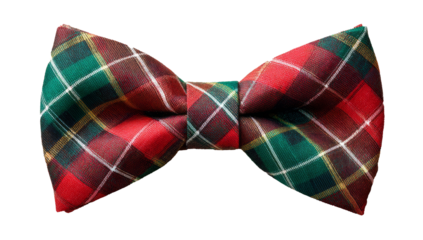 Elegant red and green bow tie with ribbon knot, an isolated Christmas fashion accessory