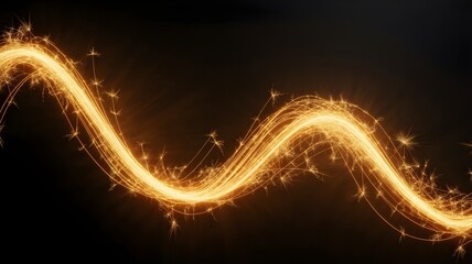 Golden curved lines on a black background