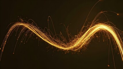 Golden curved lines on a black background