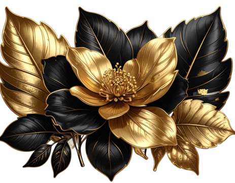 golden flower on black background