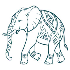 Elegant elephant with tribal pattern design art