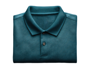 Neatly folded, teal polo shirt. Casual and simple