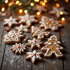 Gingerbread assortment minimal style in amber hues showcasing holiday treats