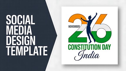 India constitution day design template with tricolor and celebration graphic for social media
