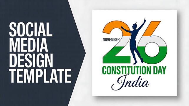 India constitution day design template with tricolor and celebration graphic for social media
 - Powered by Adobe