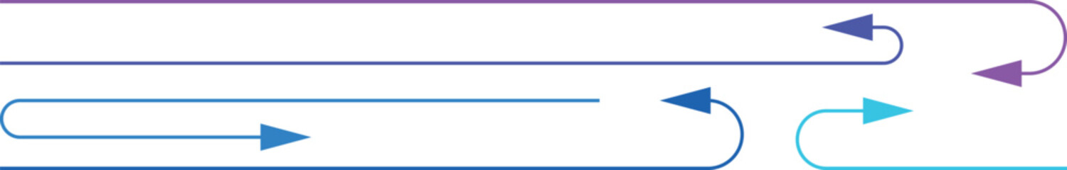 Obraz premium Very thin arrows of different colors, direction of movement. Long arrows. Super thin arrows.