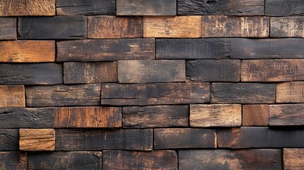 Obraz premium A dark brown wooden wall background reveals the natural wood grain and soft lighting, creating a luxurious feel.
