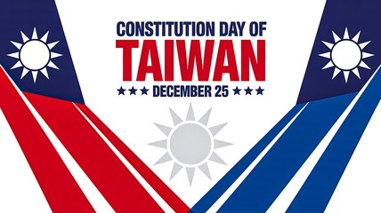 Constitution day of taiwan vector background with red and blue national symbols
