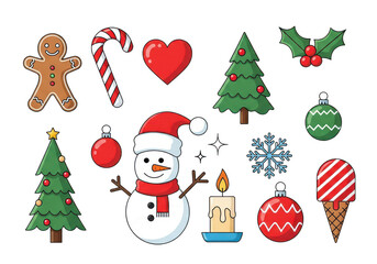 Christmas elements and symbols isolated on transparent background