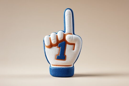 Foam finger showing number one to symbolize support at a sporting event or celebration