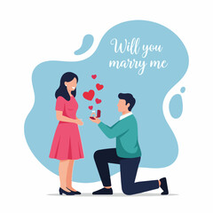 Marriage Proposal Illustration — Romantic Engagement Scene Flat Vector