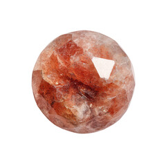 Faceted, round, translucent red/orange stone