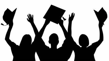 Excited graduates celebrating academic success by raising mortarboards and cheering, marking a significant milestone with joy and anticipation for the future