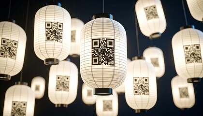 Floating Japanese Lanterns with QR Codes in Studio Lighting for High Fidelity Data Streams Visualization