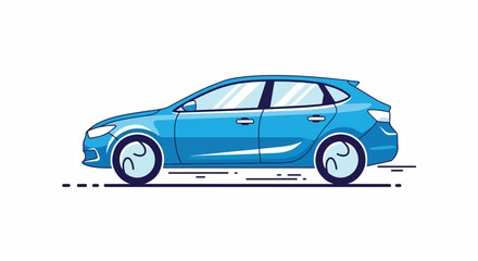 Obraz premium Sleek Blue Hatchback Illustration for Modern Transportation Concepts