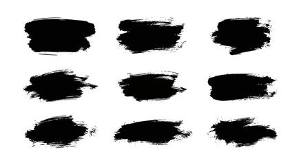 Set of vector paint brush strokes with expressive texture for graphic design