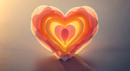 Radiant heart paper layers creation, evoking emotions, feelings, and warm memories