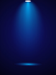 Dramatic Blue Spotlight Illuminating an Empty Stage

